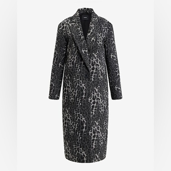 Express Brushed Leopard Wool-Blend Coat - Picture 5 of 9
